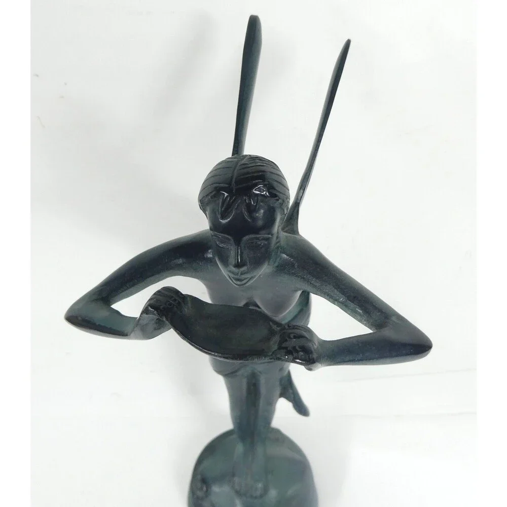 Fairy Pixie Winged Nymph Figure Statue 12” Bronze David Kay 1993 Vintage